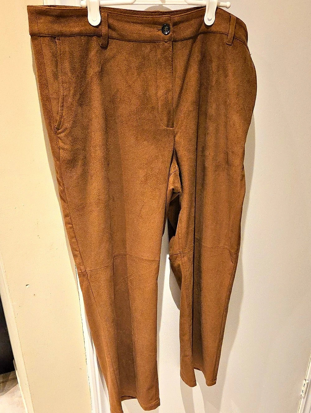 Olsen Mona Straight Faux Suede Pants Trousers in Brown Like New